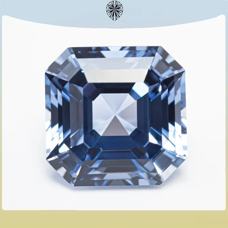 

Top Lab Grown Sapphire Square Asscher Cut Cornflower Color VVS1 Charms DIY Jewelry Making Material Selectable AGL Certificate