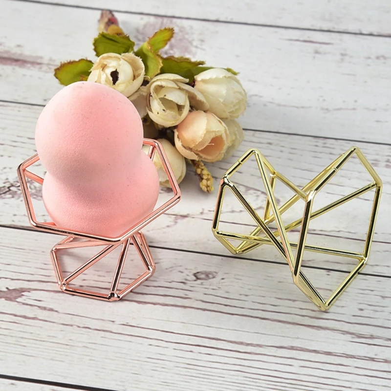 L21A โลหะสำหรับเลนส์คริสตัล Ball Sphere Globe ผู้ถือ Swirl ขาฟองน้ำแต่งหน้า Organizer Rack Home Decor