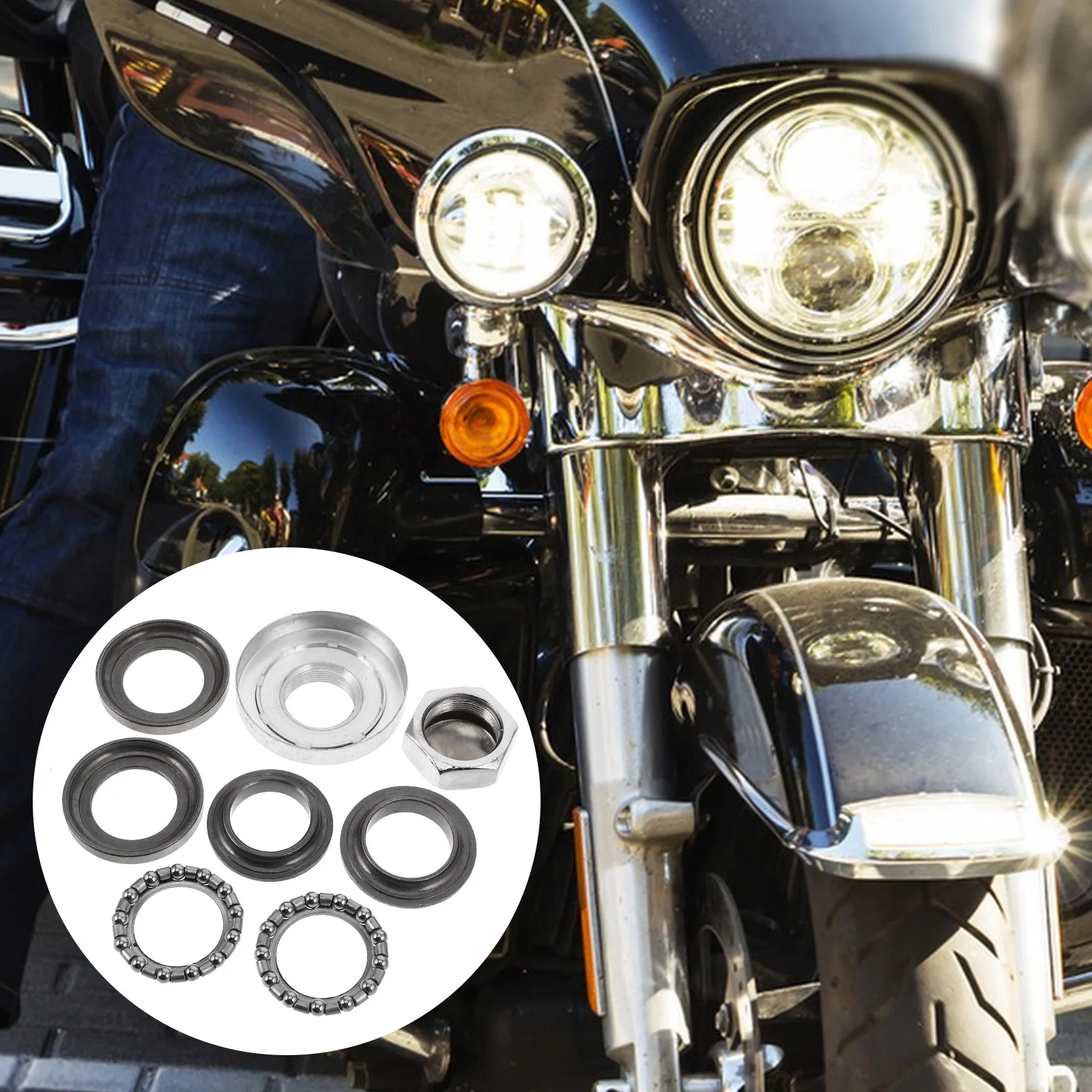 

7Pcs Steering Shaft Bearings Kit Durable Smooth Control Repair Mini Dirt Bikes Parts Accessories for Motorcycle Atv Off-Road