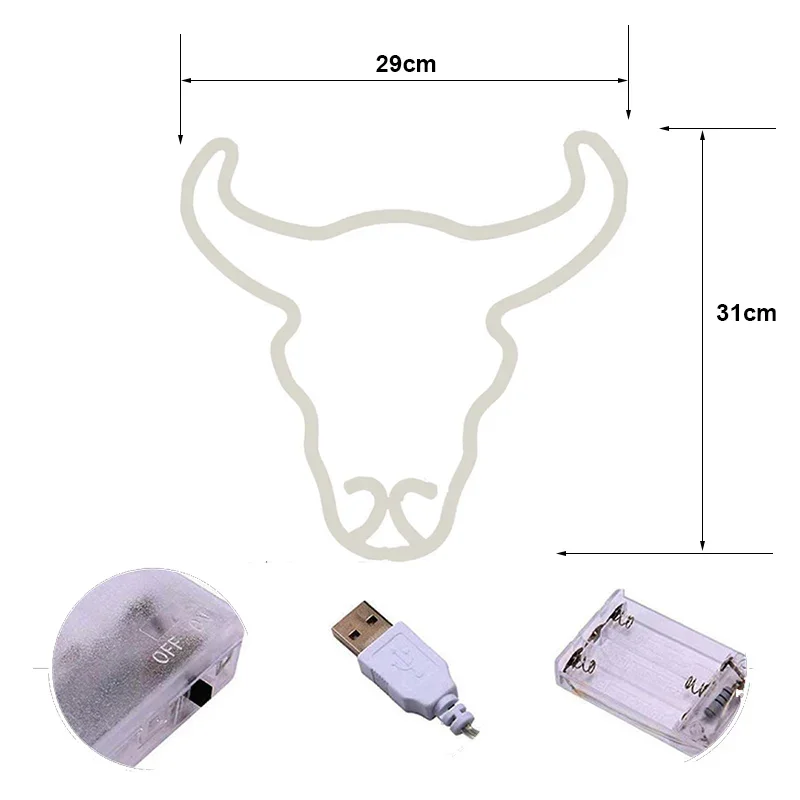 Światło neonowe LED szyld ścienny z głową byka oświetla rodzinne przyjęcie dekoracja świąteczna dekoracja sypialni wiszące lampa neonowa prezenty