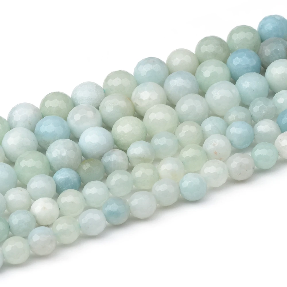 

6mm 8mm 10mm Round Faceted Amazonite Natural Stone Loose Beads For DIY Gemstone Jewelry