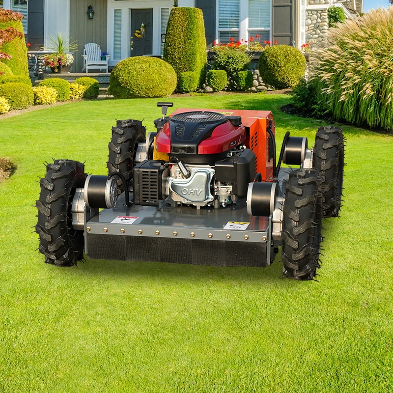 Factory 550A Crawler Lawn Mower 550mm 600mm 800mm petrol Remote Control Lawn Mower With Large Fuel Tank