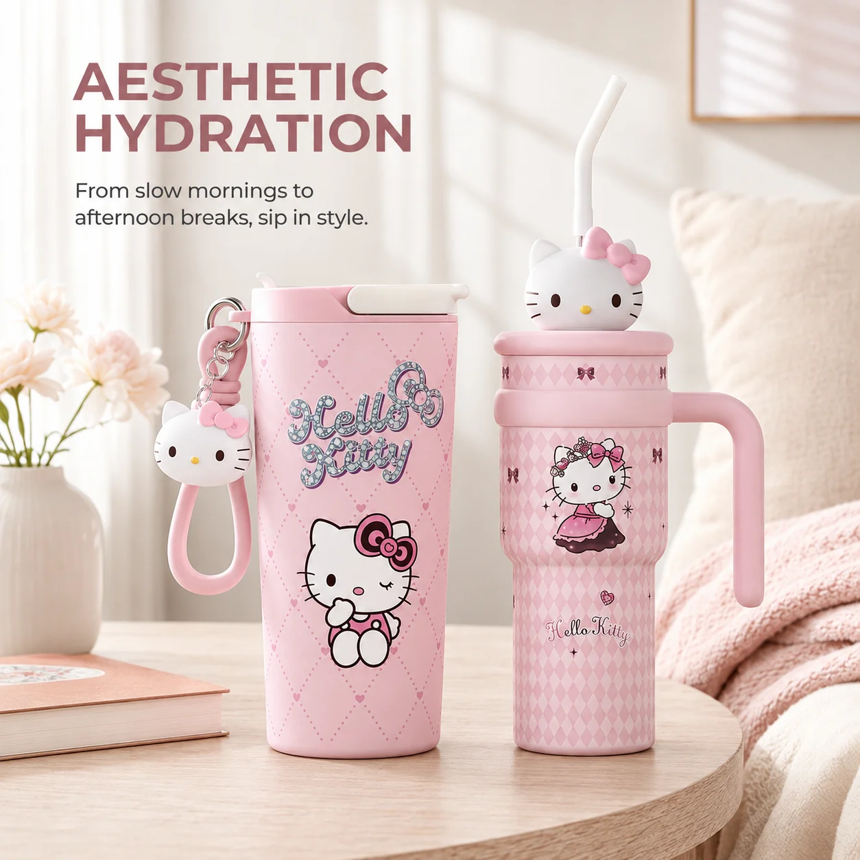 Sanrio Hello Kitty  560ml Insulated Water Bottle 316 Steel Travel Tumbler Portable Hot Cold Cup For Outdoor Sports Gym Office