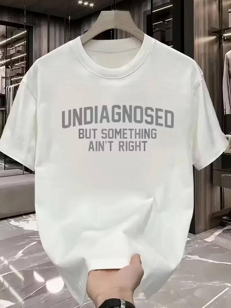 2025 Unisex Vintage Meme T-Shirt Lustiges 'Undiagnosiert, aber etwas stimmt nicht' T-Shirt für Männer und Frauen Streetwear Casual – Detail 2