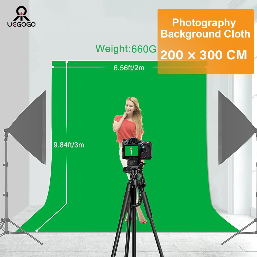 200X300cm Backdrop Cloth Green Color Cotton Textile Muslin Photo Backgrounds Studio Photography Screen Chromakey For Live Video