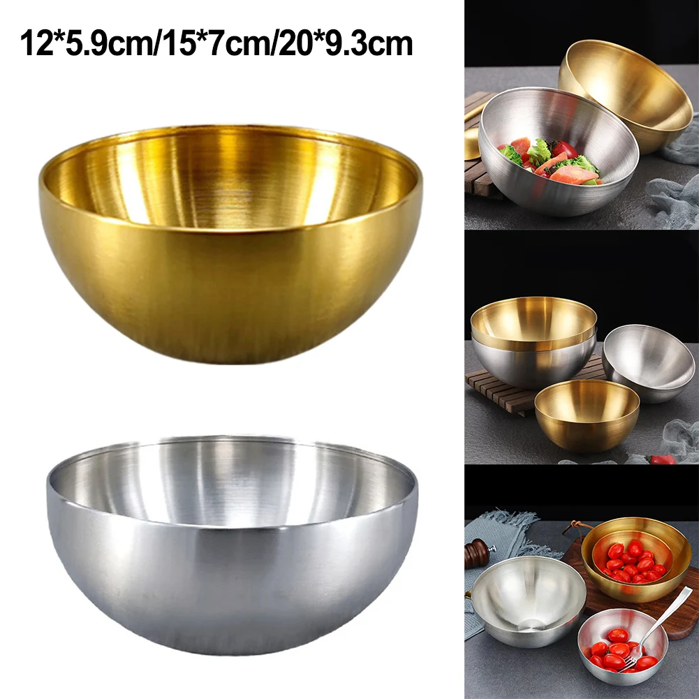 1pc Kitchen Stainless Steel Fruit Salad Bowls Korean Ramen Soup Noodles Bowl Single Layer Heat Insulated Home Tableware