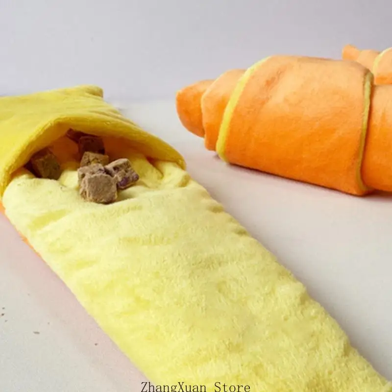 Anti-Langeweile-Plüsch-Quietschspielzeug, Croissant-Form, Plüschhund, Kauspielzeug, Reinigungsspielzeug für Hunde, Welpen – Detail 10
