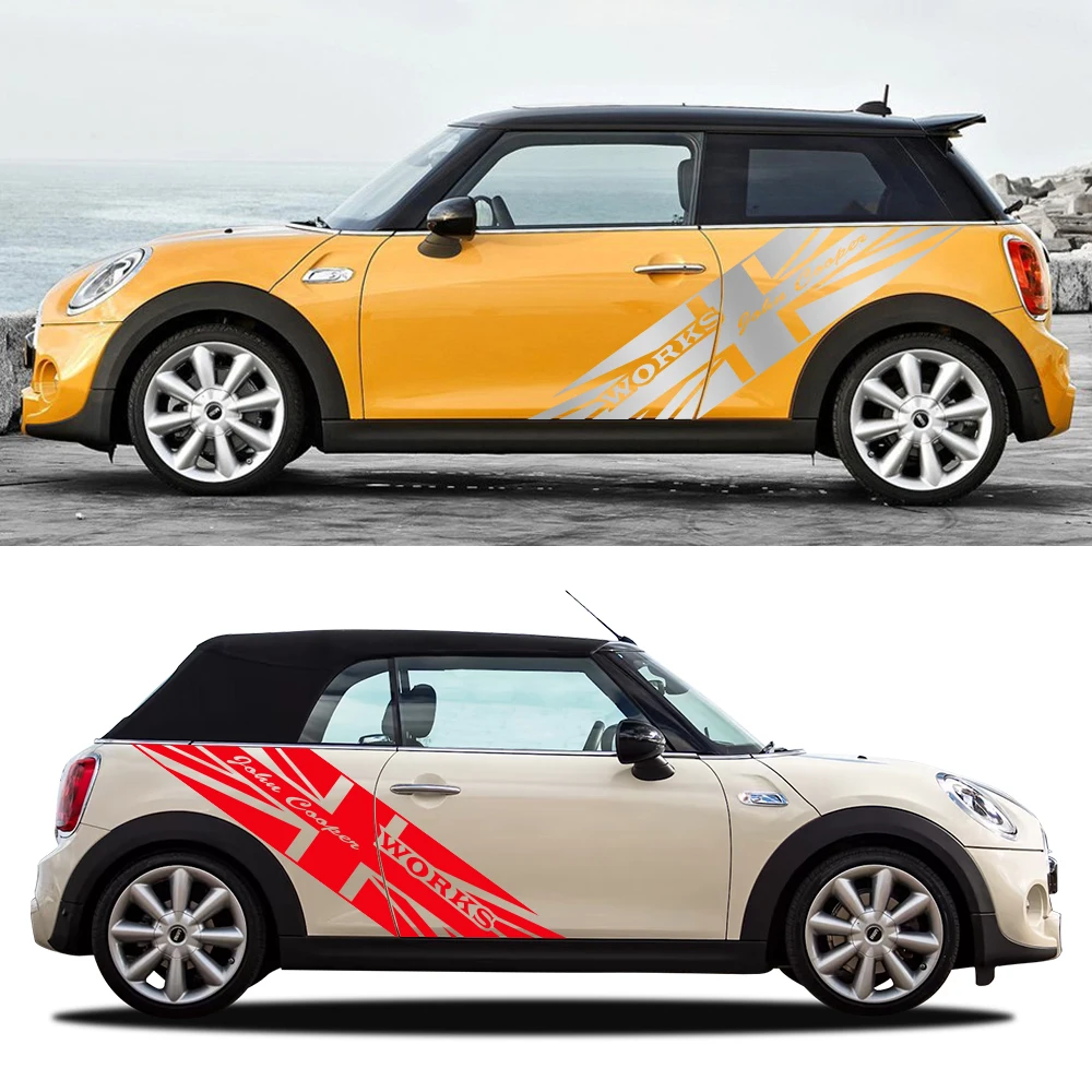 ملصقات جانبية لباب السيارة مقاومة للماء ، ديكور فيلم فينيل ، إكسسوارات السيارة الخارجية ، ميني كوبر JCW ، R56 ، R50 ، F56 ، R53 ، R55 ، R60