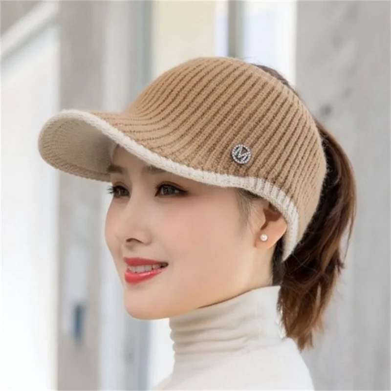 2023 Hats For Women Autumn Winter Sports Empty Top Golf Caps Female Knitted Warm Baseball Cap Fashion Running Golf Sun Hat