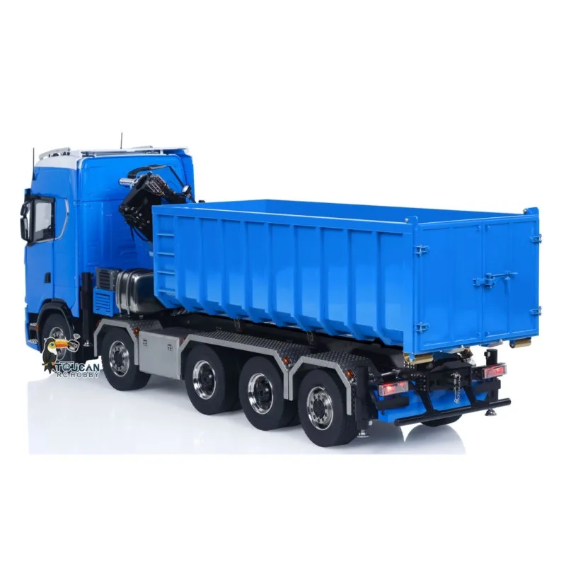 Camión Volquete RC 10x10 1/14 con Grúa Hidráulica, Chasis Metálico 770S RTR, Camión Volquete Completo con Luces, Sonido, Pintado y Ensamblado, Modelo de Juguete RC