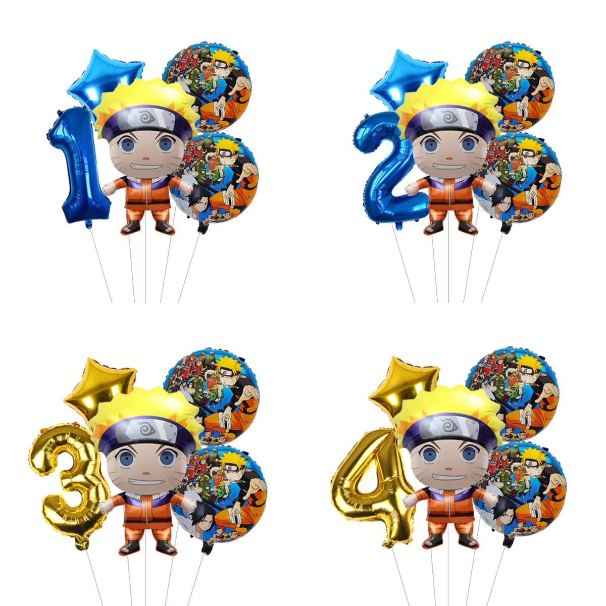 Naruto Shippuden Themen-Geburtstagsballon-Set - Uzumaki Naruto Folienballons mit Latex-Globos für Jungen Anime-Party-Dekoration