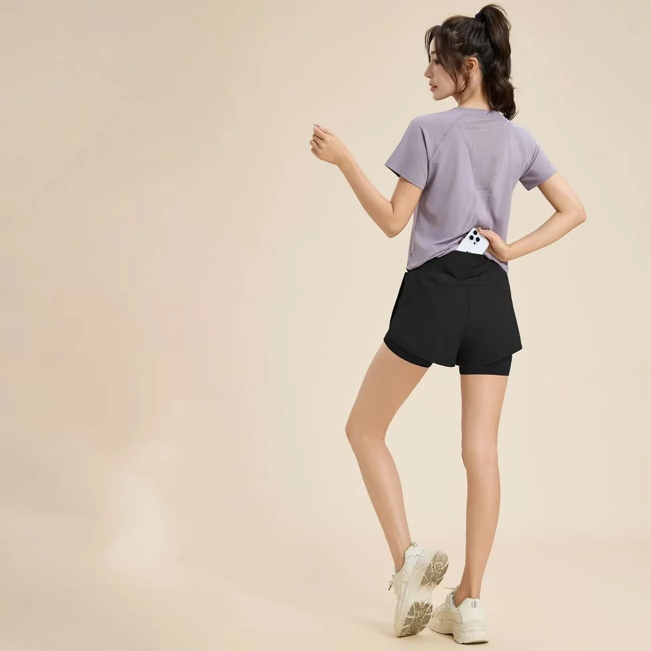 Nouveau pantalon de sport professionnel pour femmes, séchage rapide, trois pièces, anti-éblouissement, effet deux pièces, pour la course en plein air.