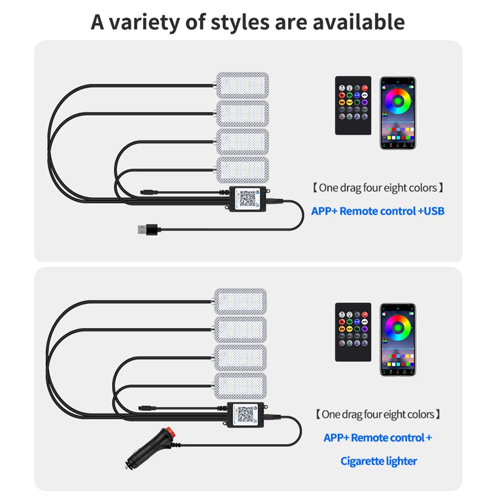 RGB Ambiente Fußraumbeleuchtung Neon Atmosphäre Dekorative Lampe LED Auto-Innenraum USB Fernbedienung APP-Steuerung Fußraumbeleuchtung – Detail 9