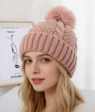 Thickened Warm Knitted Autumn Winter Women's Woolen Hat  Breathable Sunshade Windproof Fashionable Small Face Effect Ball Cap