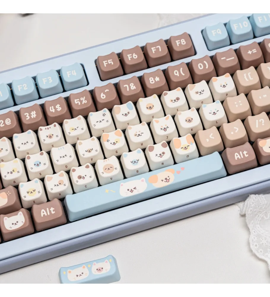 Haiyan Meow Wang keycap 130 keys cat head height mechanical keyboard keycap PBT thermal sublimation magnetic axis cross axis