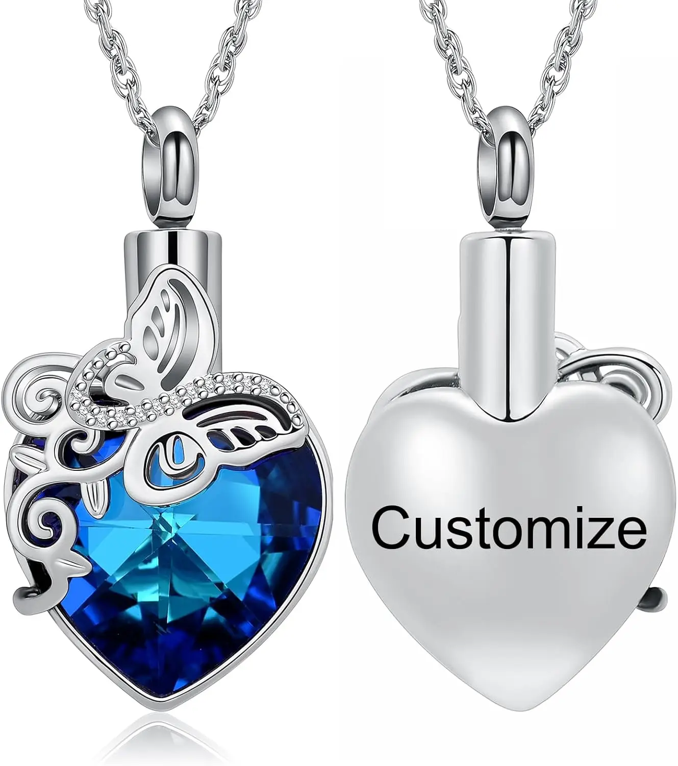 

Ожерелья-урны Shajwo в форме бабочки и сердца, ювелирные изделия для кремации, для праха, для женщин и мужчин, памятный кулон для человеческого праха