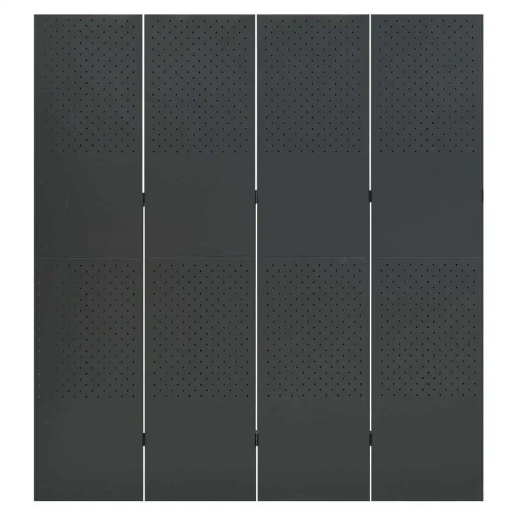 63x70.9 Steel 4-Panel Room Divider in Anthracite - Stylish Screen for Home Decor