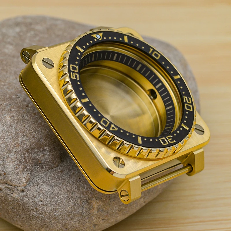 Mod Golden nuevo reloj cuadrado 38mm caja de inserción de bisel de moda se adapta a movimientos Seiko NH36 NH35 20ATM fundas de reloj impermeables para hombres