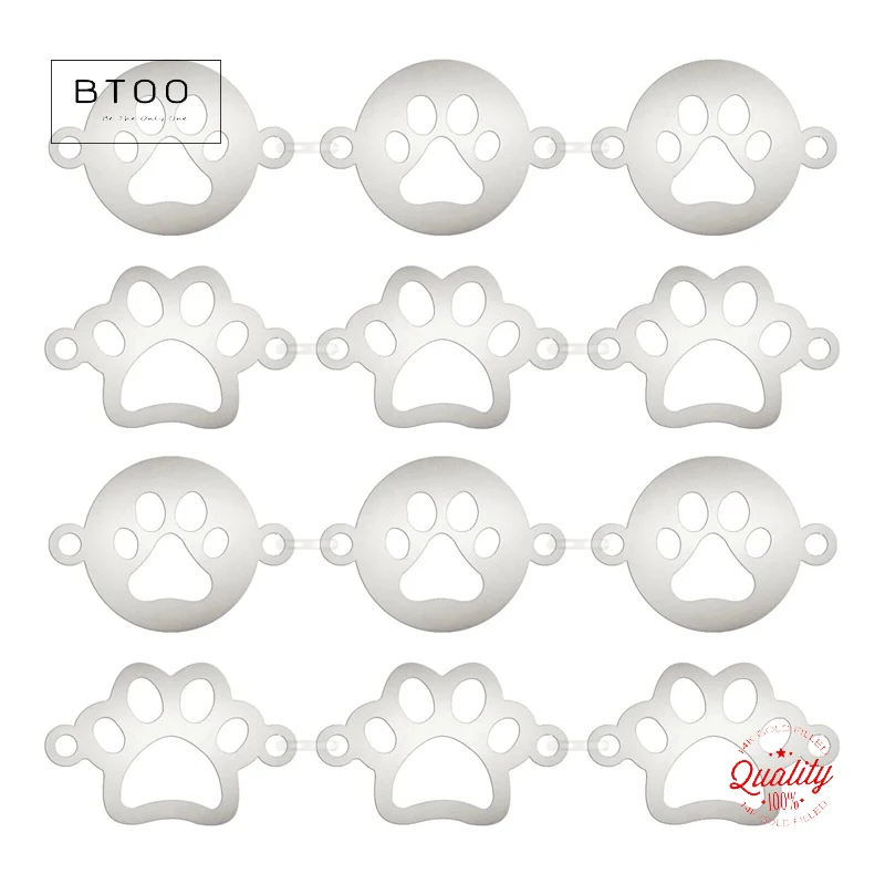 

925 Sterling Silver round Dog Paw Connectors for Bracelet & Necklace Jewelry Making Paw Print Link Accessories