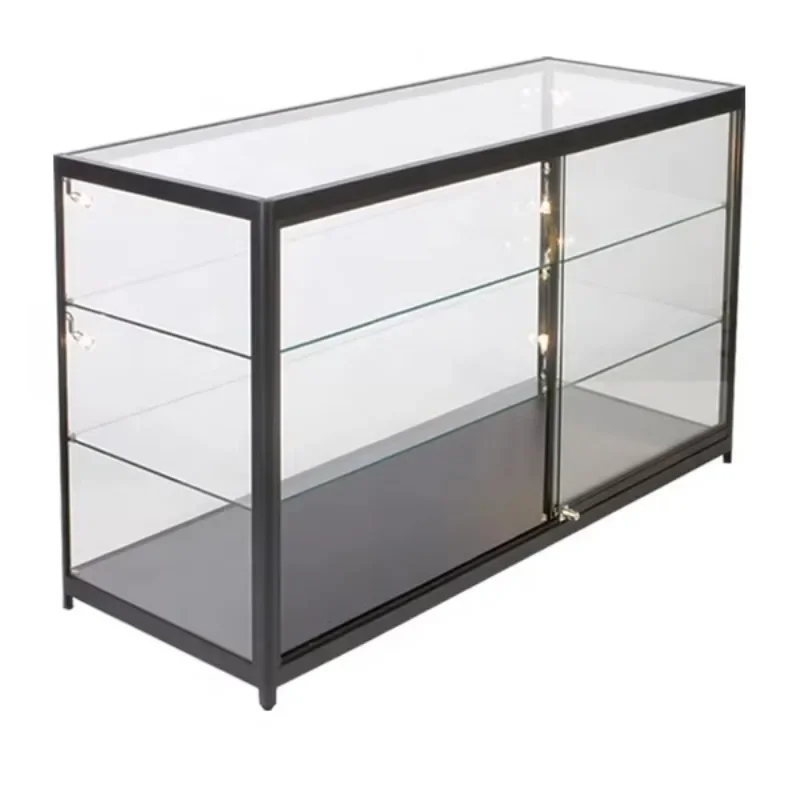 Attractive Aluminium Design Freestanding Store Display Cabinet Tempered Glass and MDF Display Cabinet with Light Emitting Diode