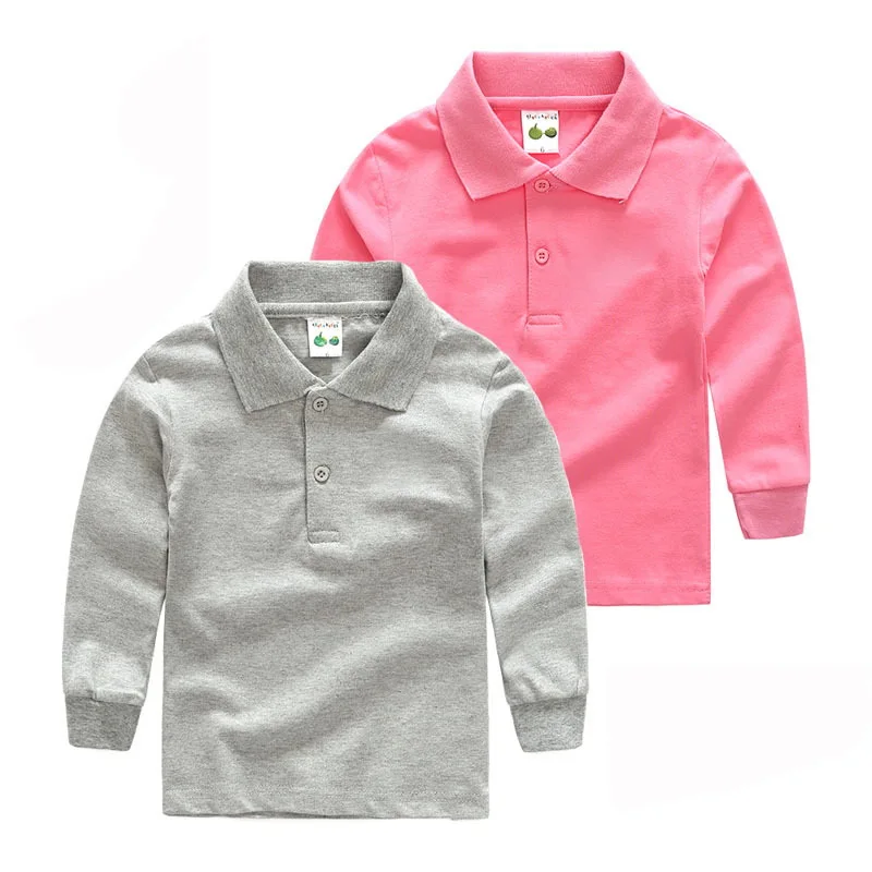 Spring Autumn Boys T Shirt Unisex Teen Lapel Polo Shirt Solid color Children T-shirt Top For 3-14Years Kids Sweatshirt