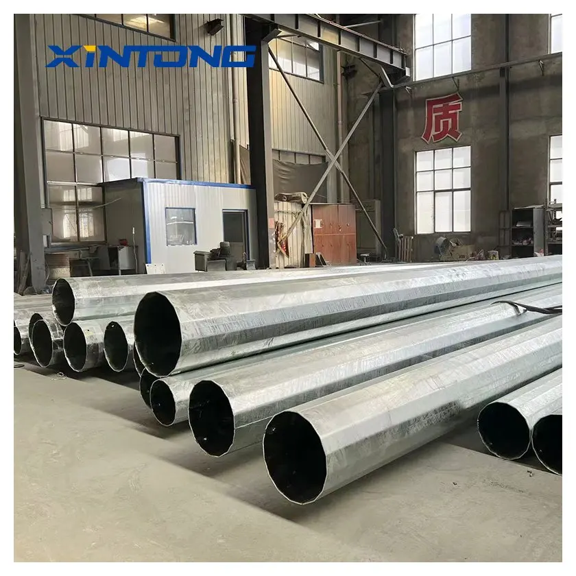 XINTONG Solar LED Galvanized Street Light Pole Conical Square Octagonal Lamp Post Galvanized Steel Street Light Poles