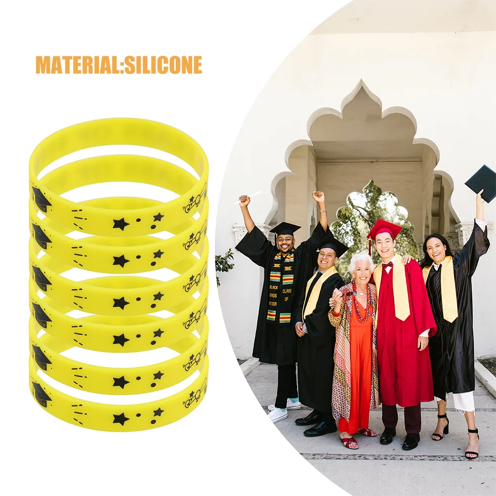 10 pièces Bracelets de fête de remise de diplôme classe de 2025 Bracelets en Silicone événement en vrac cadeaux souvenir significatifs élastique lisse