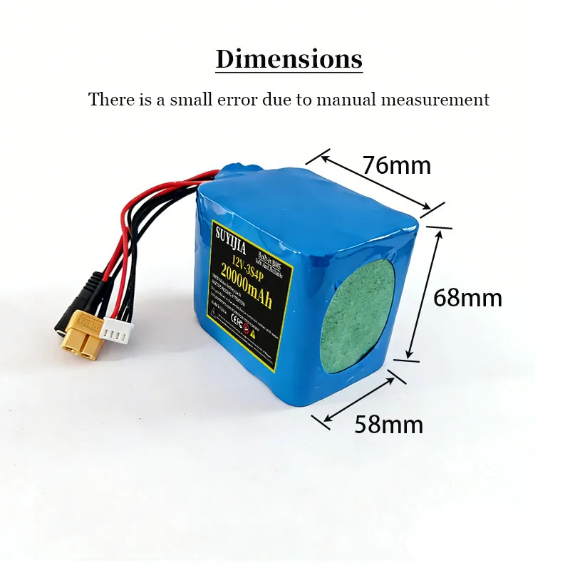 3S4P-12V 18650 rechargeable lithium battery pack 20000mAh can be used for fishing boats backup power supply LED lights