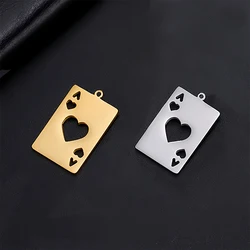 EUEAVAN 5pcs Poker Playing Cards Stainless Steel Charms Ace Pendant for Necklace Keychain Jewelry Making Supplies Wholesale