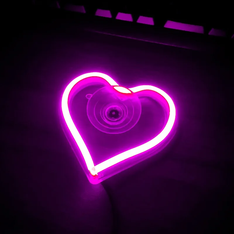 

Car LED window neon light, battery type luminous heart-shaped decorative light, car interface, wireless remote control ambient