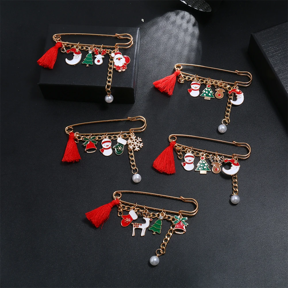 

3pcs Claus Pin Party Festival Prom Gift For Women Christmas Brooch Pin Christmas Badge Alloy Brooch Men