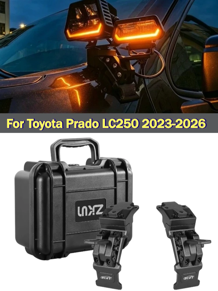 For Toyota Prado LC250 2023-2026 Z Series A-Pillar Dual-Light Expansion Bracket Front Hood LED Spotlight Quick-Release Lamp Base