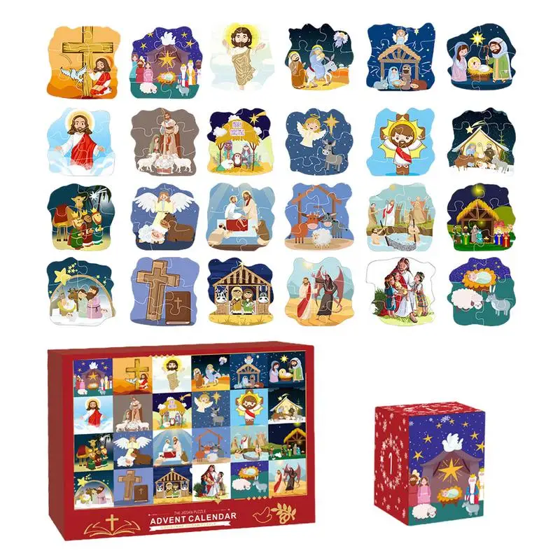 Christmas Advent Calendar Puzzle Jesus Puzzle Countdown 24 Days Countdown Calendar Nativity Jigsaw Puzzles Christmas Countdown