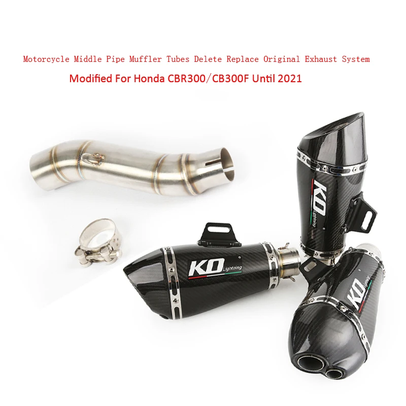 51mm Motorcycle Stainless Steel Middle Link Pipe Exhaust Muffler Pipe Silp On Modified For Honda CBR300 CB300F Until 2018