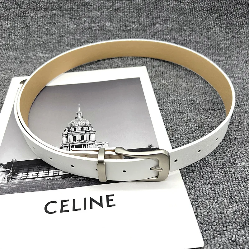 حزام جلد طبيعي بإبزيم فضي كلاسيكي عصري للجنسين بطبقة علوية من جلد البقر إكسسوار أنيق للرجال والنساء