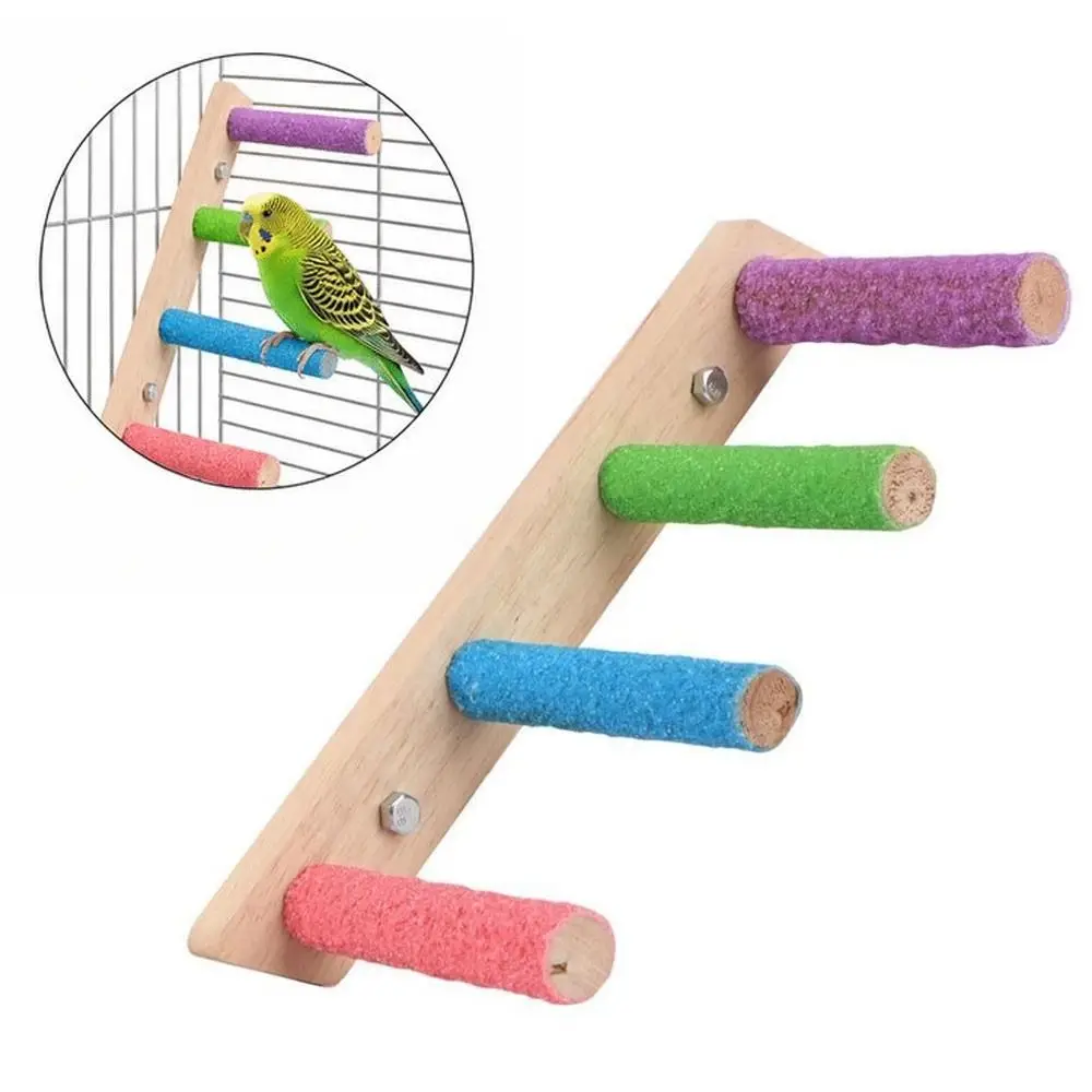 4/6/8 Step Bird Ladder Colorful Perches Climbing Structure Bird Climbing Toy Beak And Claw Grinding Wood Bird Bridge
