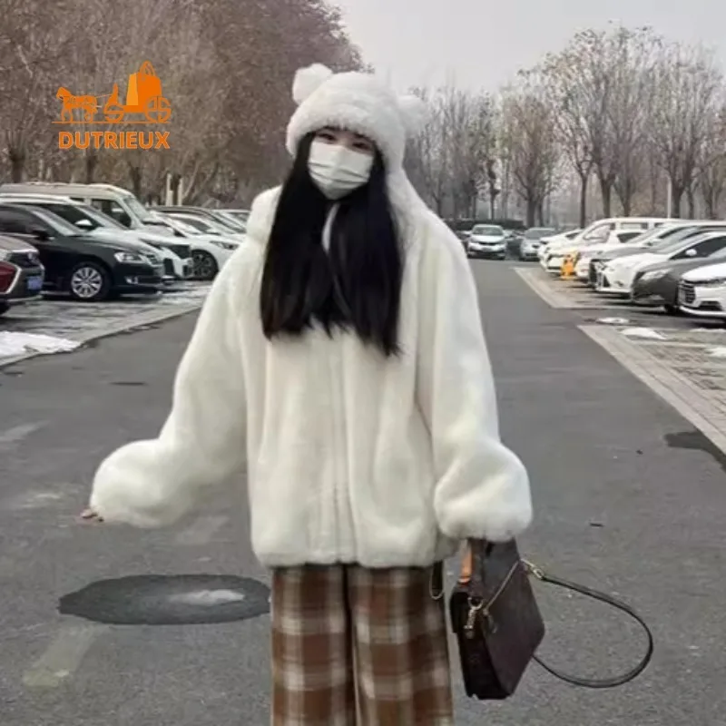 

New Winter Coat for Women, Best Quality Hooded Loose-fitting Coat, Simple and Generous Warm Genuine Fur Short Jacket for Travel