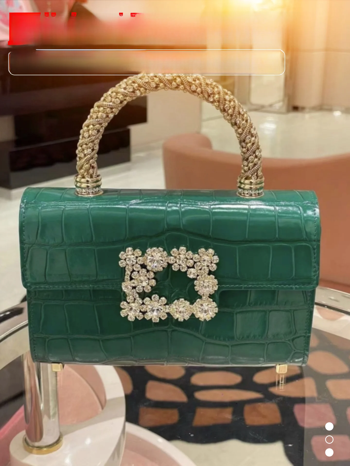 

Ele Crocodile Pattern Leather Clutch Bag Women's oulder Crossbody Bag Luxury Diamond Bule Small Square Bag for Evening