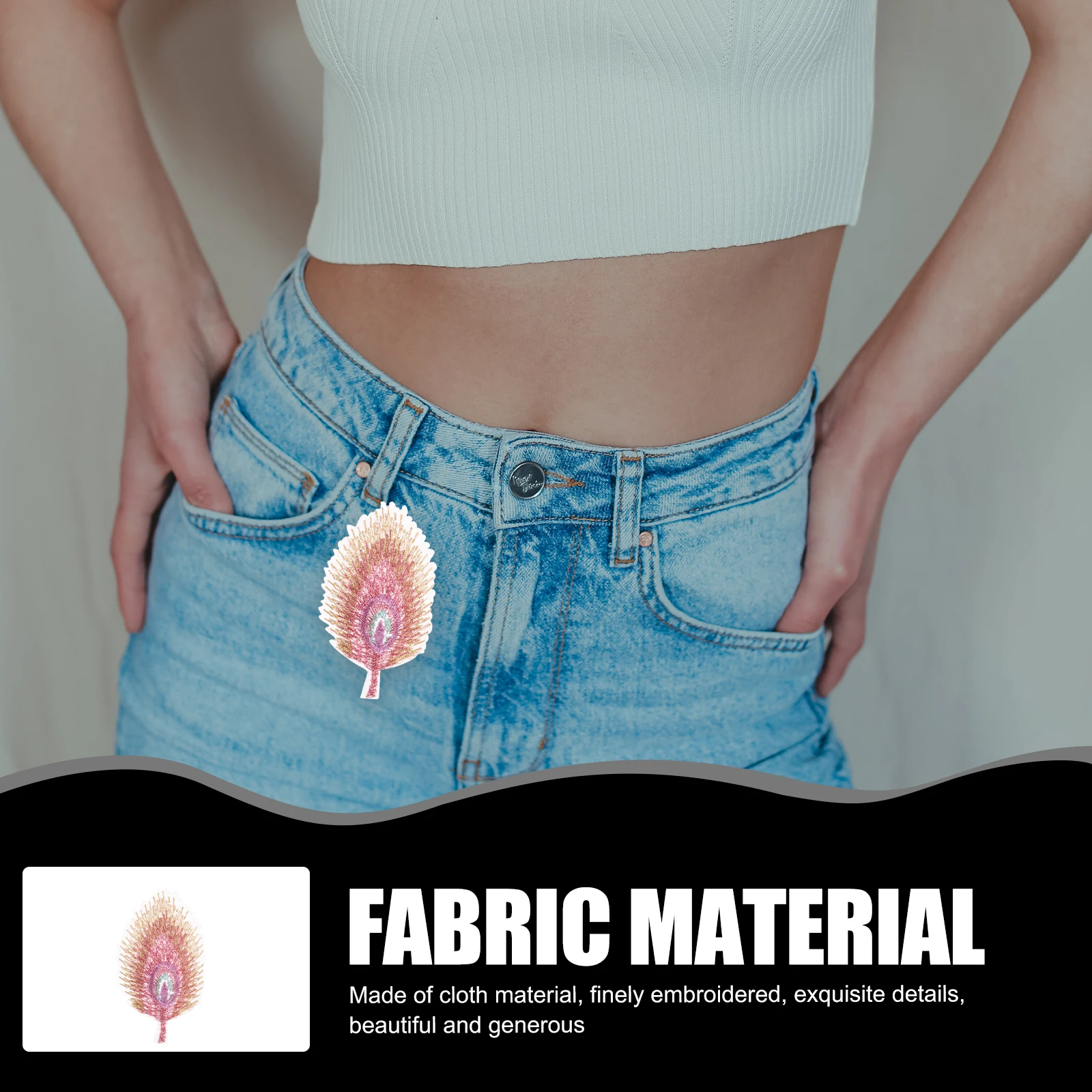 

20pcs Peacock Plume Patches Delicate Clothes Patches Decorative Hat Accessory Multi-Function Diy Sewing Embroidery Colorful