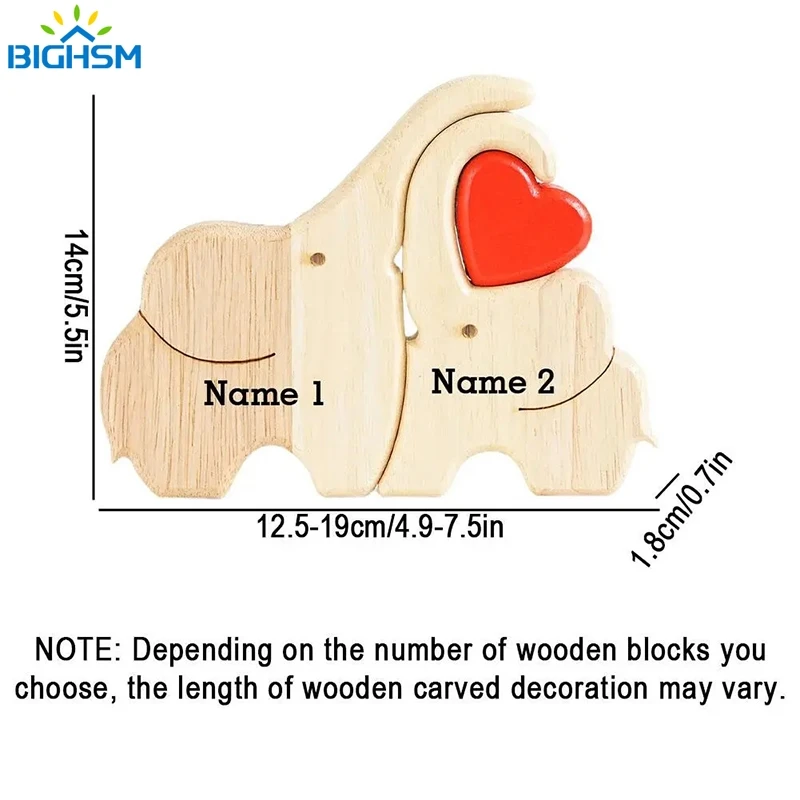 Personalized Elephant Family Wooden Art Puzzle, Desktop Decorações, Tema Animais, personalizado, Unir Presente, 1Pc