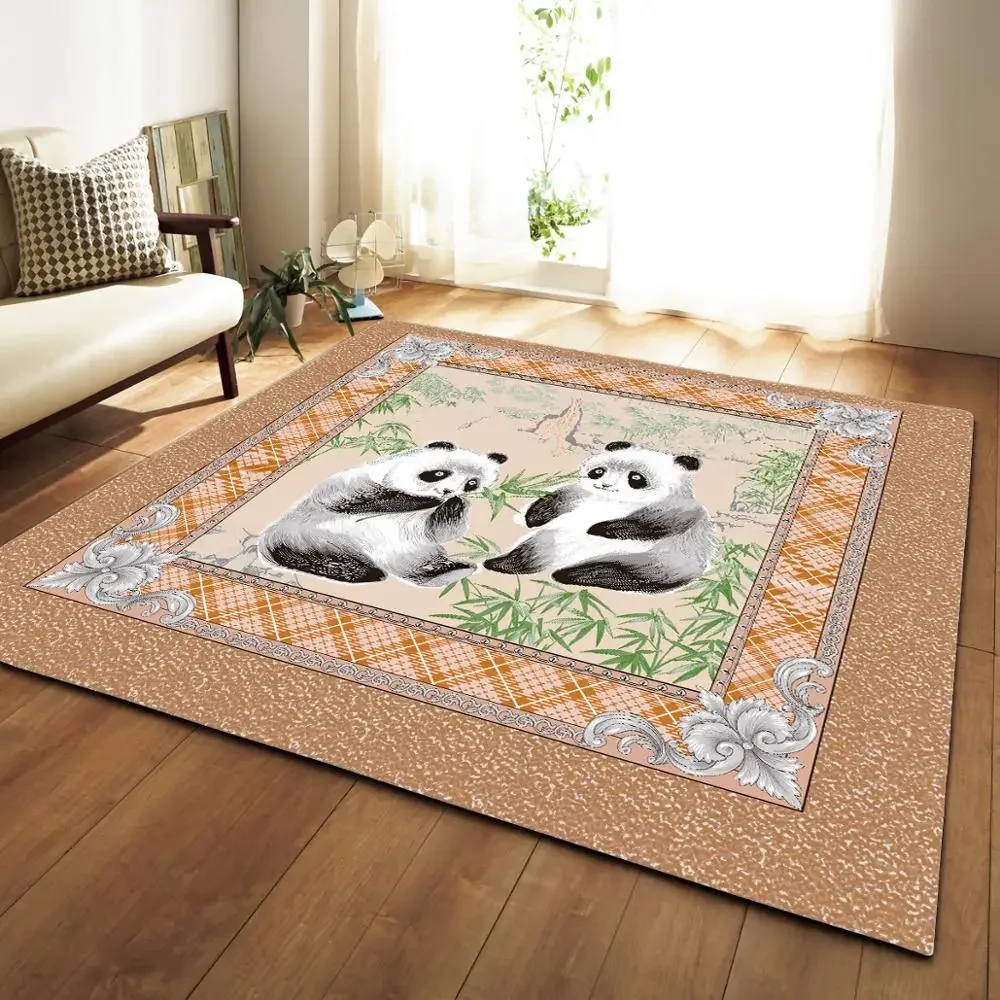 

Black/white Panda Printed Large Size Household Rugs Child Bedroom Game Carpet Non-slip Sofa Bedside Area Rug Kids Baby Crawl Mat
