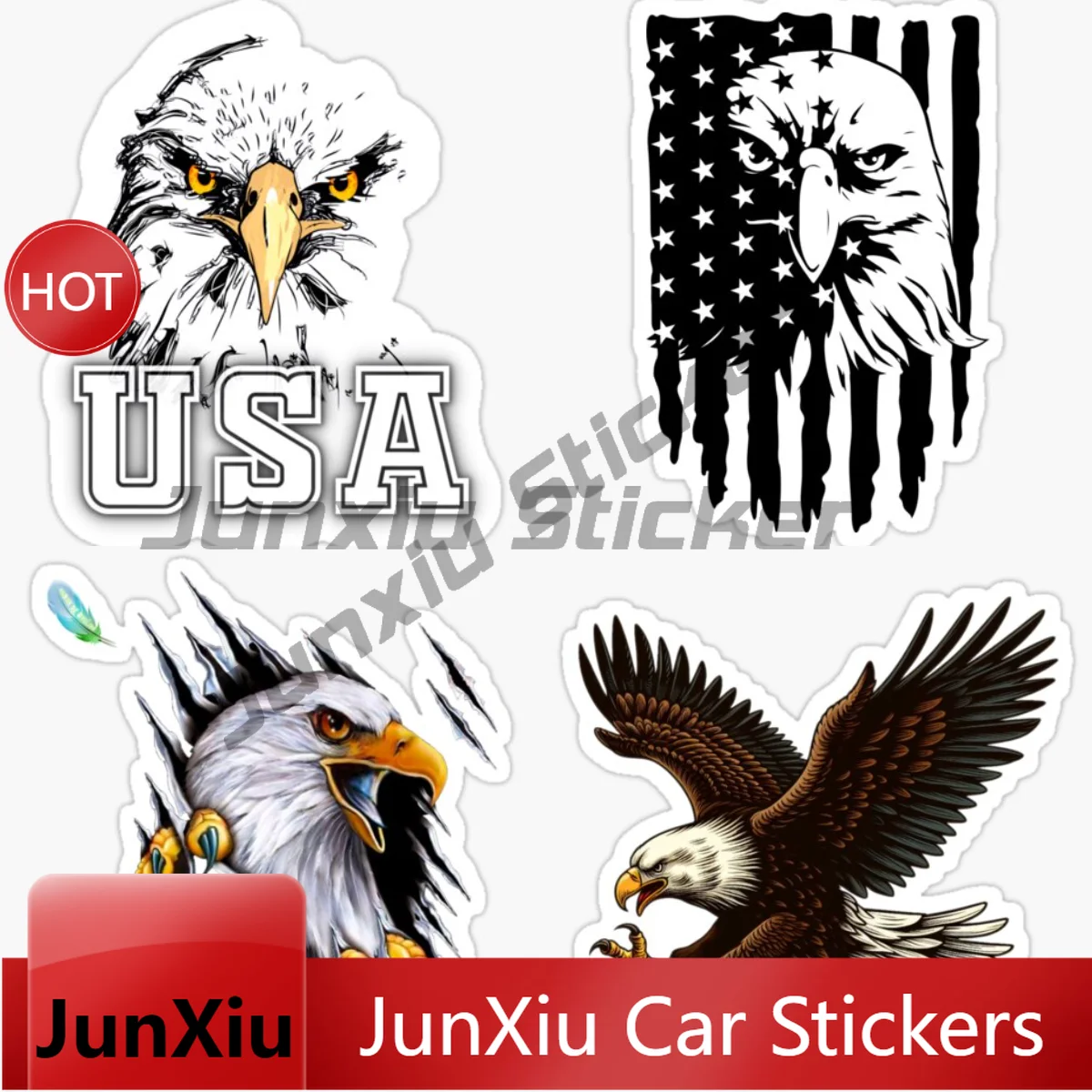 

USA Bald Eagle American Flag Stickers Waterproof Racing Helmets Moto Bumper Window Car Accessories Vinyl Self-adhesive Decals