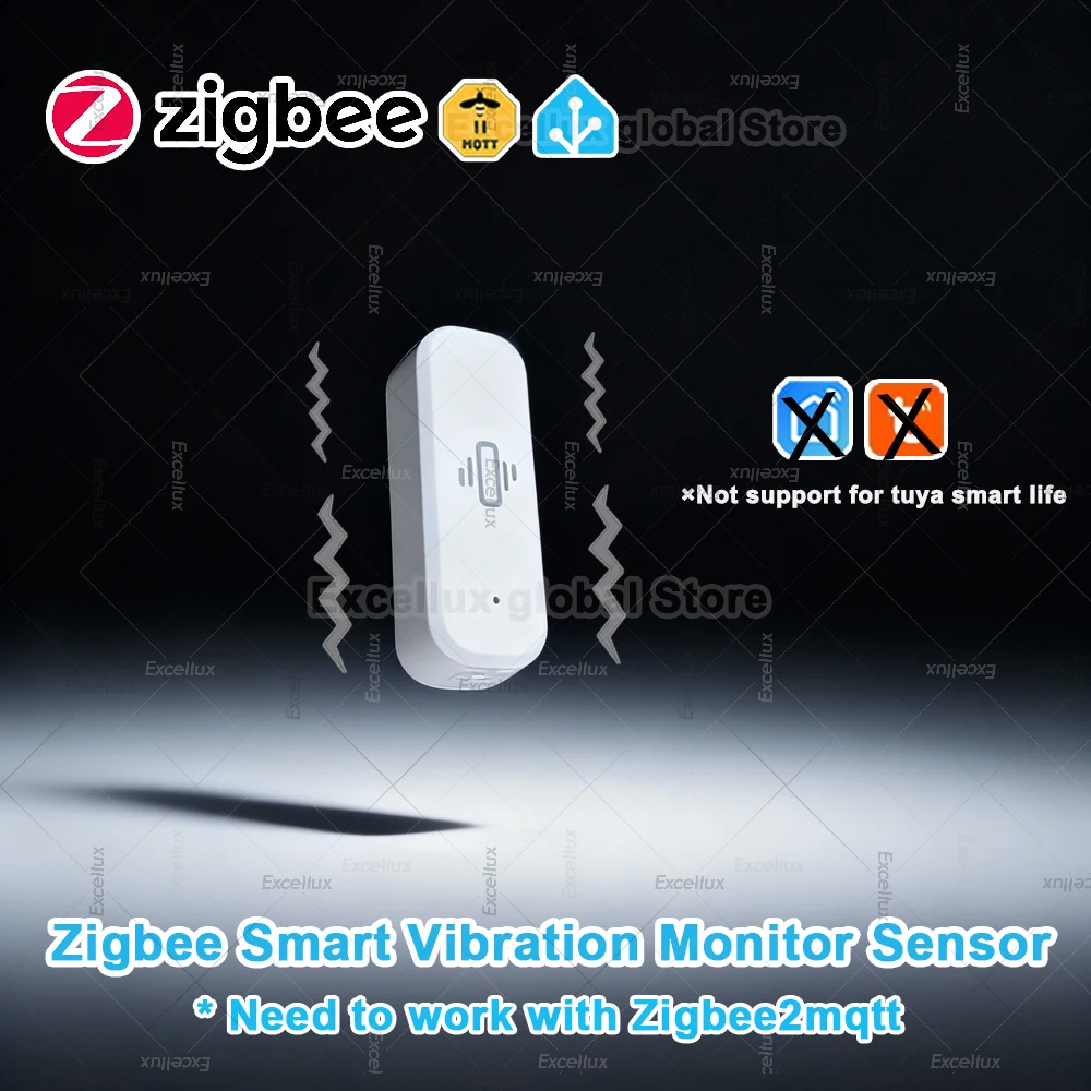 Zigbee Vibration Sensor Smart Vibration Monitor Sensor Real Time Door Window Shock Detection Security Automation,For Zigbee2MQTT