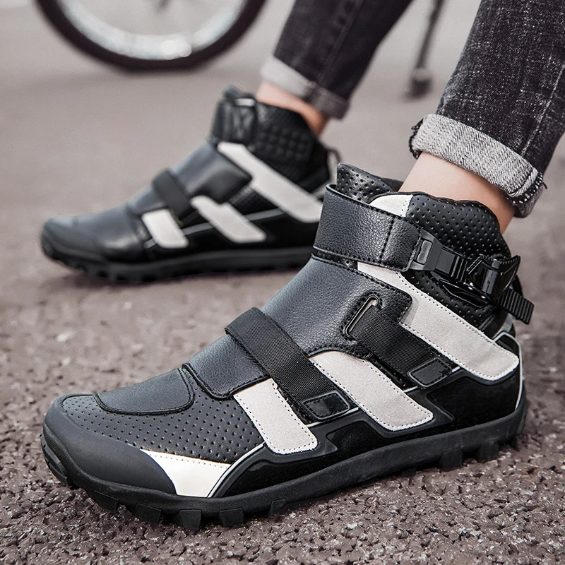 

Motorcycle protective riding boots men four seasons fashion breathable non slip high top off-road casual cycling shoes equipment