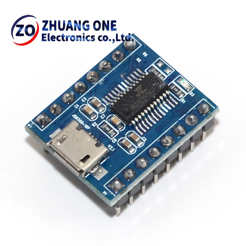 JQ6500 16Mbit Voice Sound Board Module USB DIP16 TTL UART MP3 Breakout Replace One to 5 Way MP3 Voice 3.2-5V 20mA