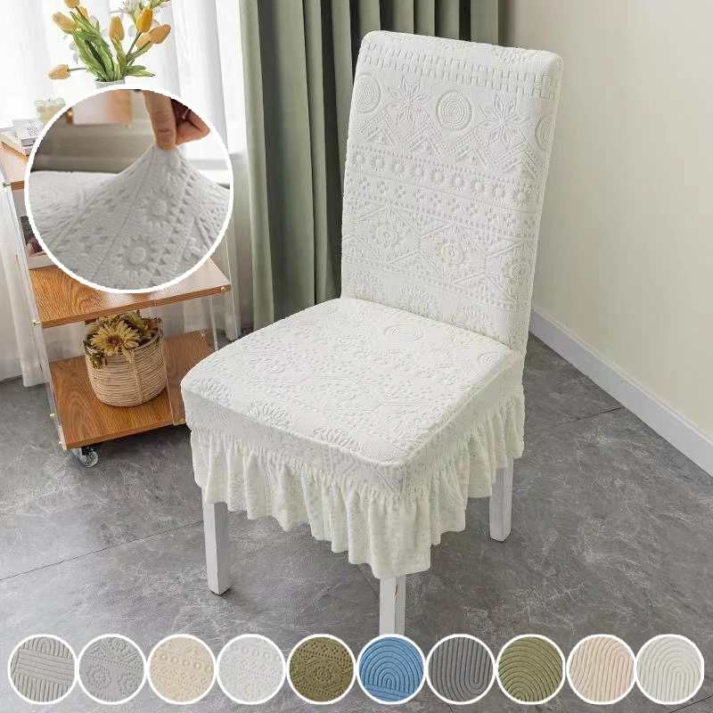 

Universal Stretch Jacquard Seat Cover for High Back Chairs Bohemian Style Dining Room Covers Spandex Removable Chair Protector