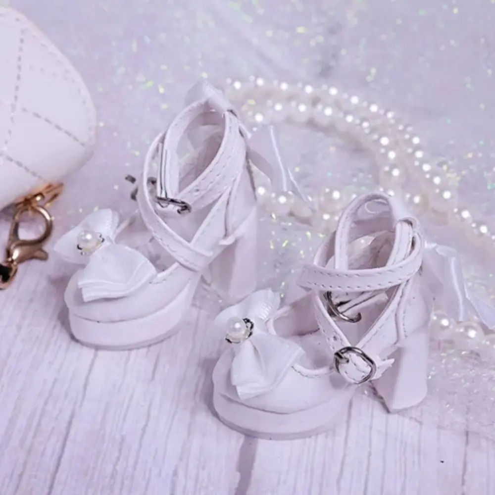 1 paar prinsessenschoenen 1/3 & 1/4 BJD strik hoge hakken parel verhoogde schoenen schattige luxe verkleedschoenen 1/3 & 1/4 BJD