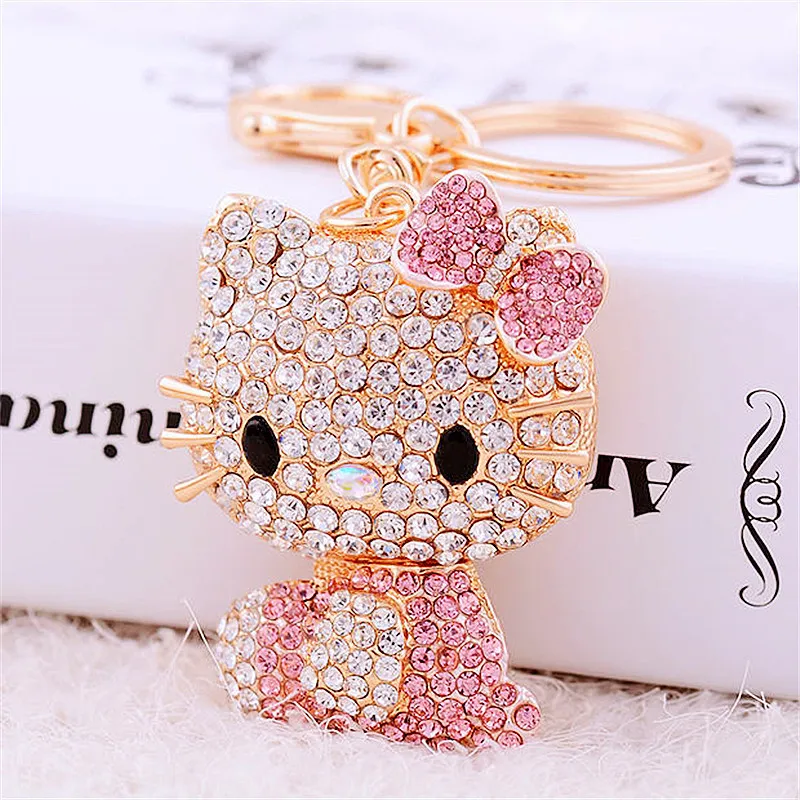 Sanrio Hello Kitty Rhinestone Keychain Cute Sparkling Bag Charms Exquisite and Decorative Pendant Christmas Gift