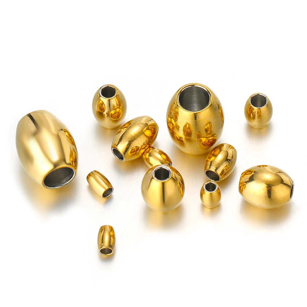 50pcs/lot Oval Cylinder Beads Stainless Steel Loose Beads for DIY Fashion Jewelry Making Bracelet Necklace Accessories Wholesale image 2