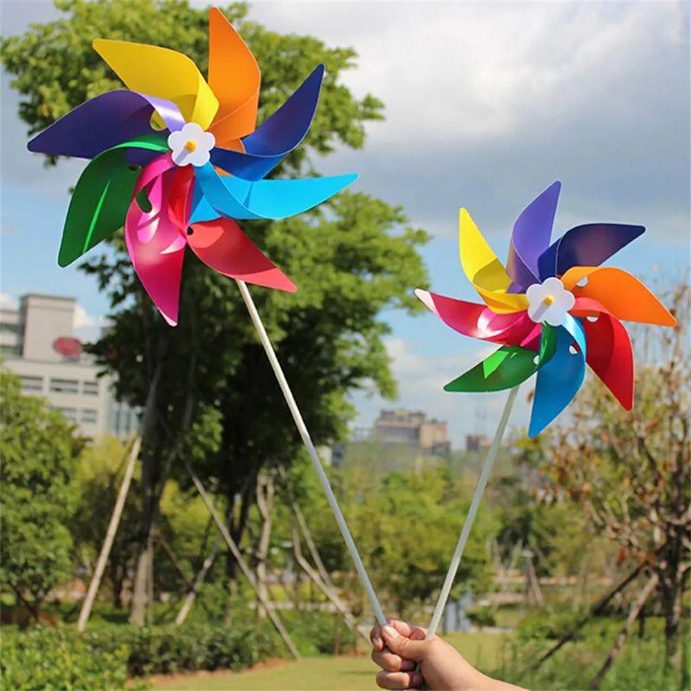 Windmill Wind Spinner Ornamento para jardim, Decoração plástica colorida, Varanda Visualizando, Brinquedos de festa ao ar livre